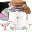 Kenning 3 Pcs Father's Day Christian Gifts, Bible Verse Jar Inspirational Prayer Jar with Scriptures 129 Pcs Verses Bible Card, Cross Bracelet, Keychain for woman man(Be Kind)