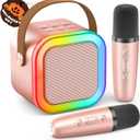 Mini Karaoke Machine for Kids Adults, Portable Bluetooth Speaker with 2 Wireless Karaoke Microphones,2025 TOP Birthday Gifts Toys for Girls 3, 4, 5, 6, 7, 8+Years Old Toddler Karaoke Player