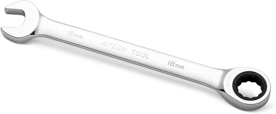2 x Jetech 18mm Ratcheting Combination Wrench, Industrial Grade Gear Wrench with 12-Point 72-Tooth Ratchet, Forged and Heat-Treated Cr-V Steel, Metric