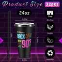 Uiifan 32 Pcs Back to the 90's I Love the 90's Birthday Reusable Cups with Lids and Straws 24 oz Plastic Tumblers Bulk Funny 90s Party Supplies