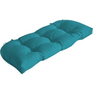 Arden Outdoor Wicker Settee Cushion, 41.5 x 18, Rain-Proof, Fade Resistant Lake Blue Leala