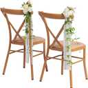 Wedding Chair Decorations Aisle Floral Set of 10 Artificial Flowers Ivory White Rose Garland with Hanging Ribbons for Ceremony Reception Church Arrangement Party Pew Decor