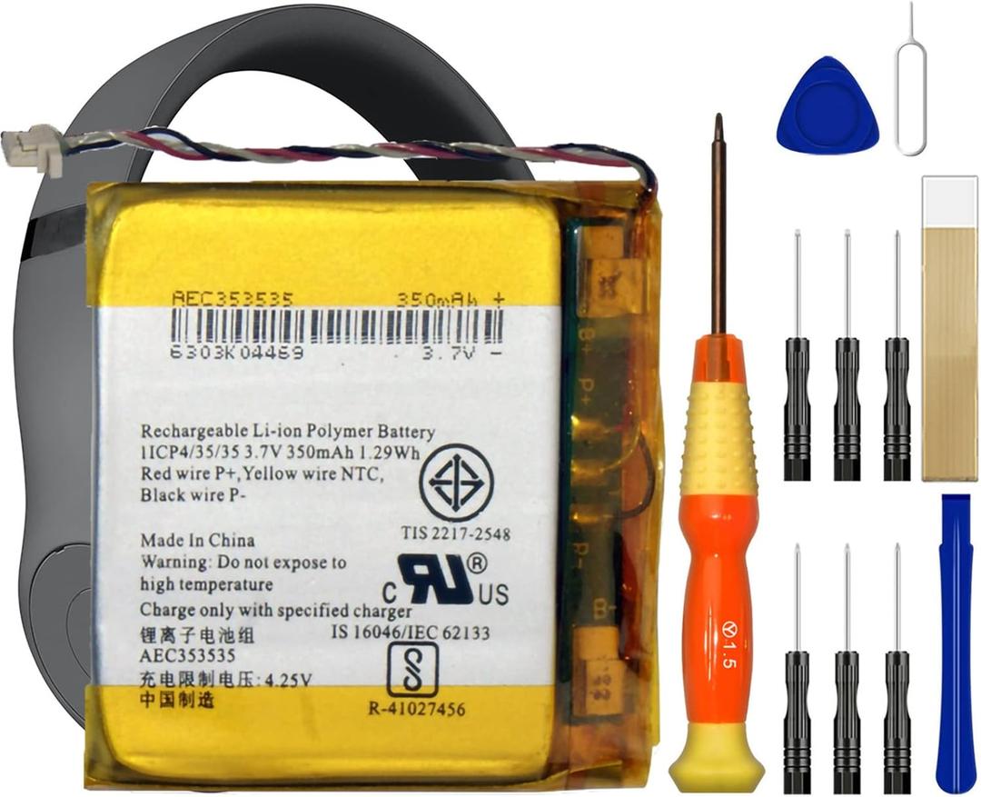 Battery Replacement Headphones Free Adhesive Tool, Rechargable Li-ion Polymer Battery 350mAh 1.29wh