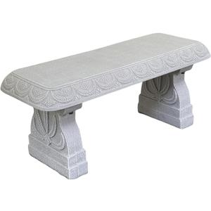 Limestone White Patio Bench - Small Outdoor Bench - Front Porch Seating for Garden Yard - Outdoor Seat Backless Decorative Pedestal Patio Furniture - Weather Resistant Realistic Stone Look, 17" Height