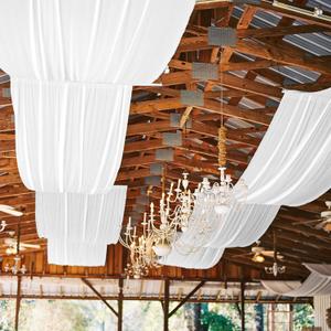 6 Panels White Ceiling Drapes for Wedding, 5ftx20ft Ceiling Drapes Smooth Satin Fabric Curtain Wedding Arch Draping Fabric Romantic Ceiling Decorations for Weddings Party Ceremony Stage