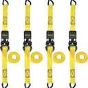 STANLEY S9500 Black/Yellow 1" x 10' Ratchet Straps - Light Cargo (300 lb Working Load / 900 lb Break Strength), 4 Pack