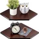 Corner Shelf Wall Mount, Set of 2 Solid Oak Wood Floating Corner Shelves with Wire Hole Display Shelf with Wire Hole Small Plant Display for Kitchen Living Room Bedroom