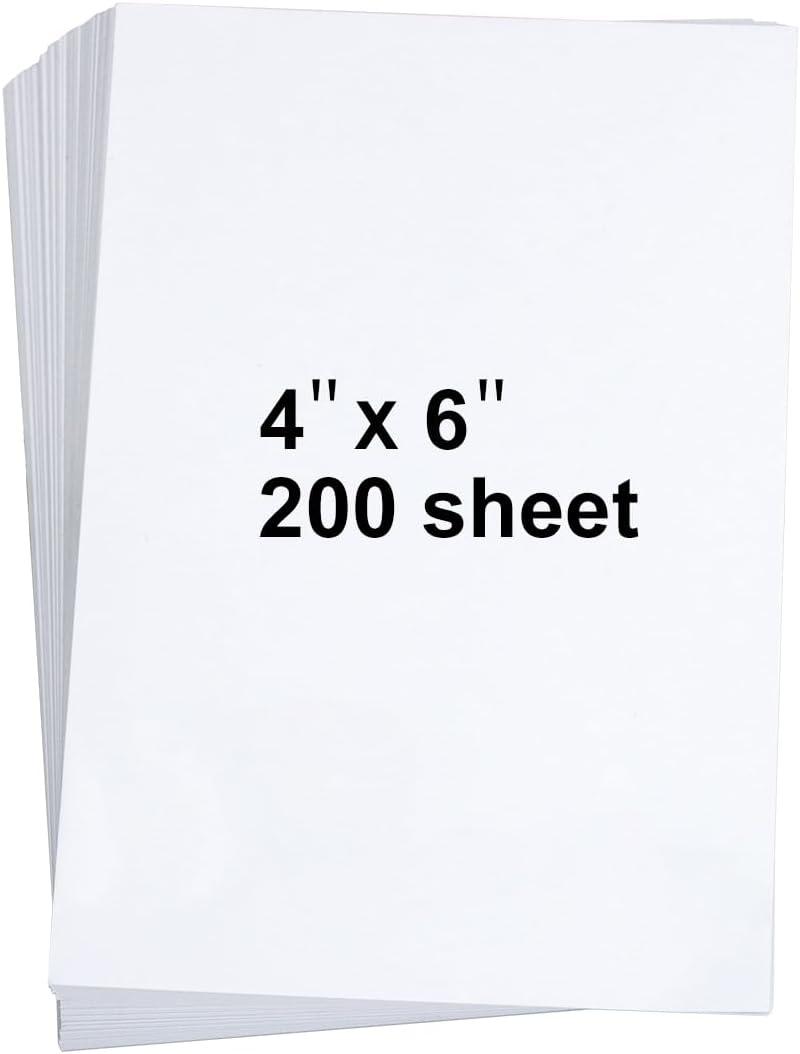 200 Sheets 4" X 6" White Cardstock, Heavyweight Cardstock Sheets Blank Invitation Paper Greeting Cards Printable, 75lb Cover 200 GSM/White