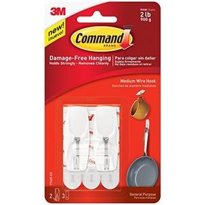 Wire Hook Med Wht 2pk