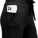 RESHE Women's Capri Yoga Pants Loose Soft Drawstring Workout Sweatpants Causal Lounge Pants with Pockets (Black, S)