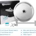 NearMoon Rain Shower Head with 11'' Adjustable Arm, High Pressure Stainless Steel Rainfall Shower, Ultra-Thin Design- Pressure Boosting (12 Inch, Nickel)