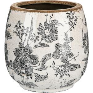 SiliFine Vintage Ceramic Flower Pot with Ice Crackle Rustic Planter with Drainage Holes for Indoor and Outdoor Decor Home Living Room Garden Decor Gardening Gift (Rustic Grey Style)