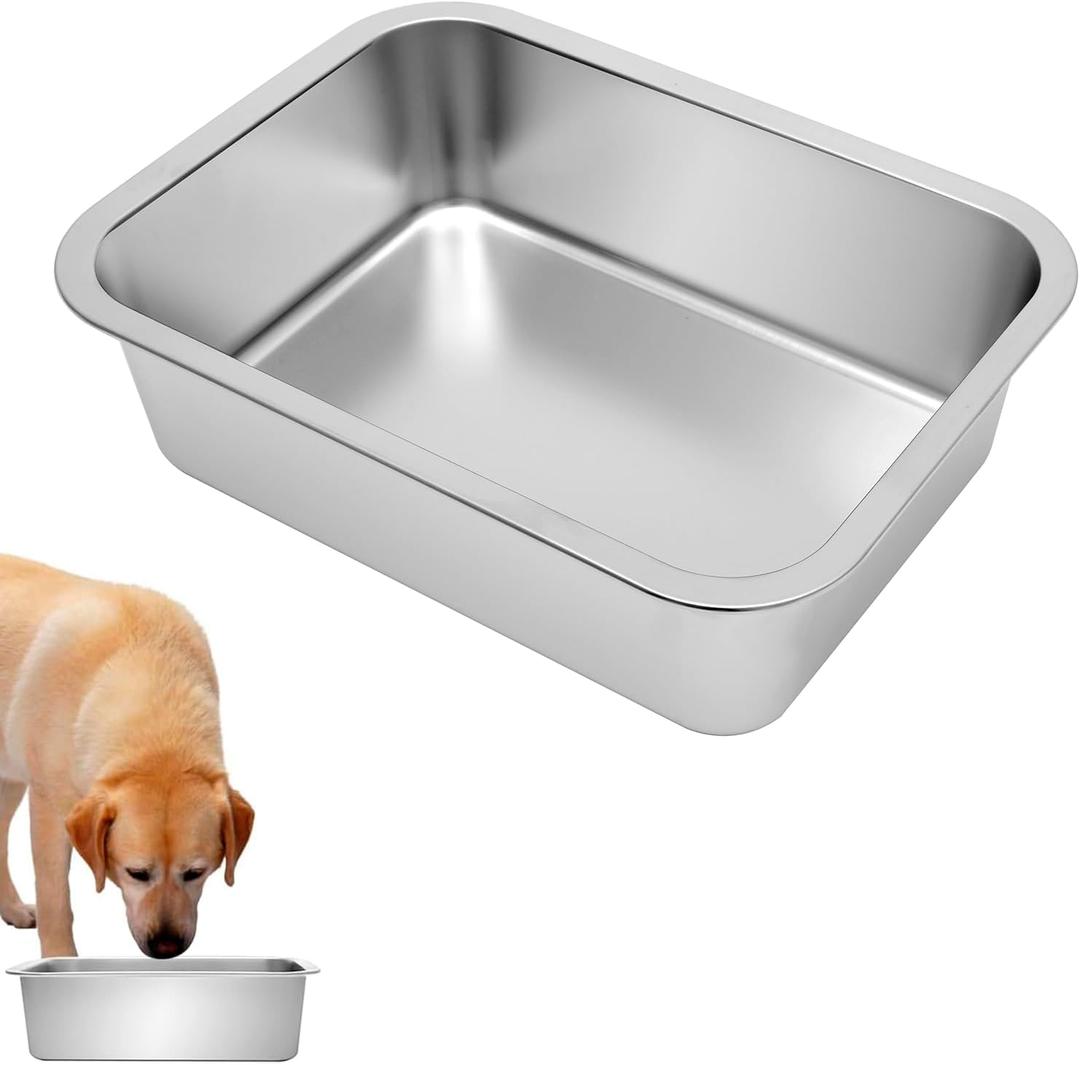 Kichwit 1.8 Gallons Large Dog Bowl Food Grade Stainless Steel Pan, Dishwasher Safe