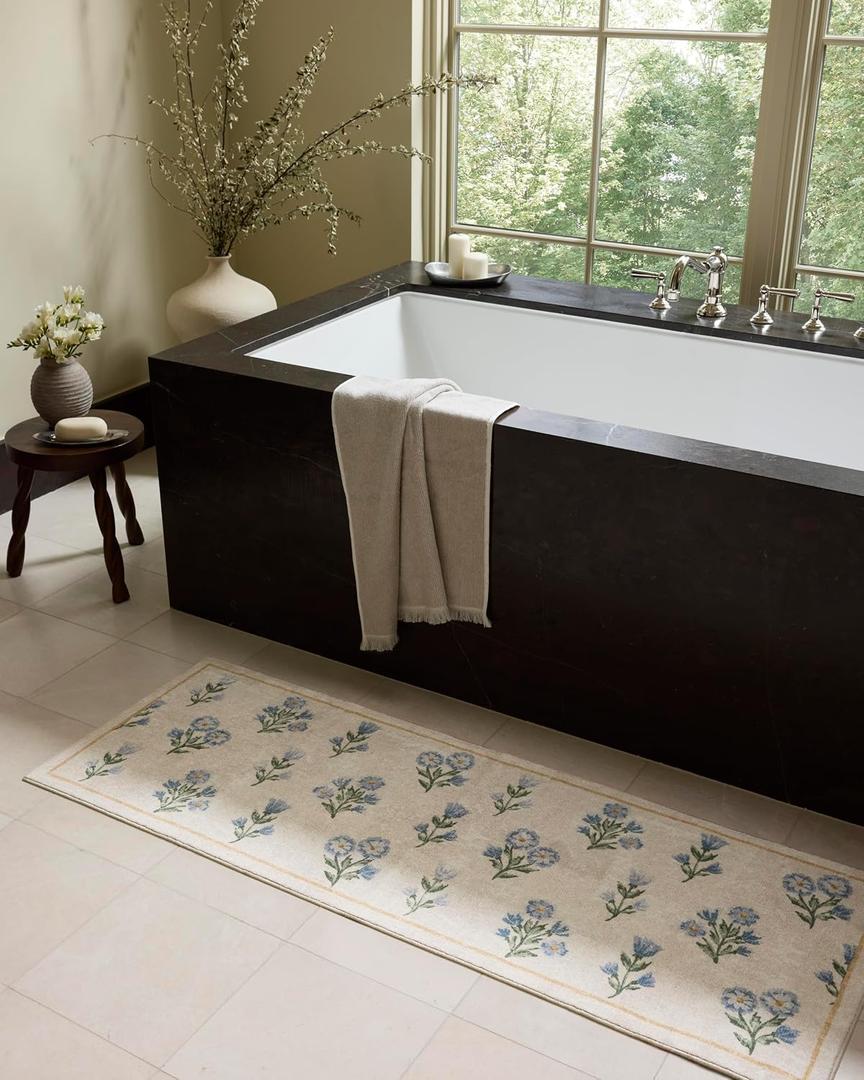 Loloi Chris Loves Julia Clove Ivory/Lt. Blue 1'-9" x 2'-10" Bath Mat