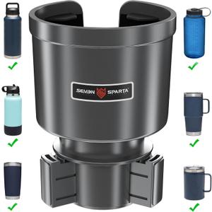 Upgraded Car Cup Holder Expander Adapter with Offset Adjustable Base, Compatible with Yeti 14/24/36/46oz Ramblers, Hydro Flasks 32/40oz, Other Large Bottles Mugs in 3.5"-4.0", Silver 1 Pack