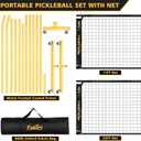 Portable Pickleball Net Set with Wheels, Regulation Size 22 FT & Half Court 11 FT, Steady Metal Frame Pickle Ball Net Set System with Carry Bag for Backyards, Driveways, and Garages