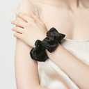 4 x Bunnikins & Clover Silk Scrunchies for Hair Sleep, 100% Mulberry Silk Hair Ties for Curly Hair with Elastic Band, Thick Elastic Hair Scrunchies for Women Girls, 3 Piece