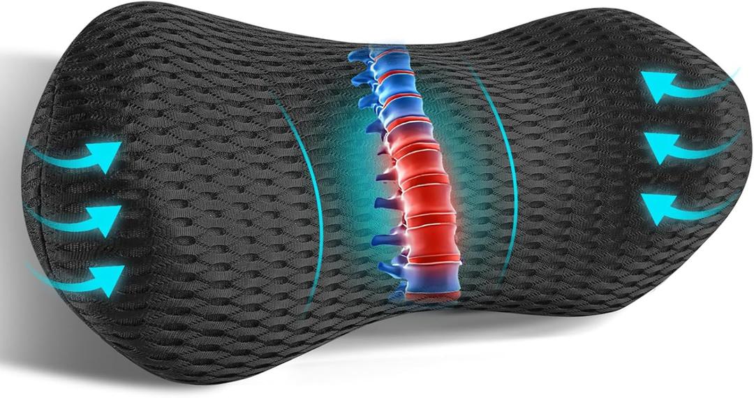 Lumbar Support Pillow for Office Chair Car Lumbar Pillow,Memory Foam Back Cushion with Breathable 3D Mesh Lumbar Support Orthopedic Backrest for Lower Back Pain Relief Ergonomic, Lower Back Support, Black