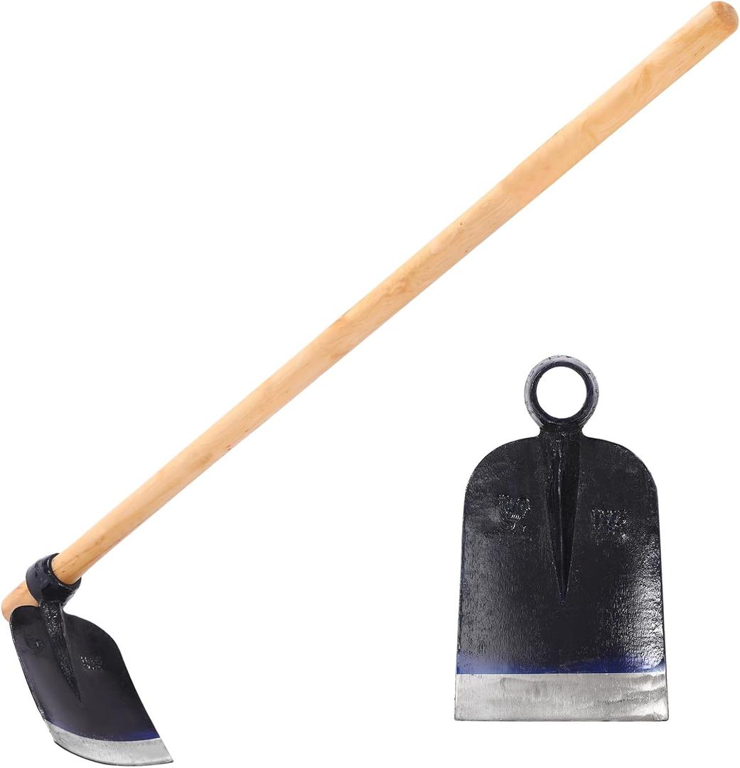 Lothee 48 Inch Grub Hoe with Wooden Handle Heavy Duty Hoe Tool