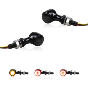 Universal Mini Rear LED Turn Signals 12V Motorcycle LED Tail Lights Red Brake Taillights Compatible with Honda Grom Suzuki Yamaha VStar Triumph Kawasaki Harley Sportster Chopper Bob (Black)