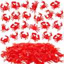 Lewtemi 48 Pcs Mini Red Crab/Crawfish Toy Soft TPR Rubber Fake Crab Models Lifelike Crawfish Decorations for Early Education Teaching Aids, Food Models, Pendants, Party Shooting Props