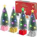 PCTCSHQ Mini Christmas Tree with Lights, 4 Pack Small Tabletop Christmas Trees for Indoor Xmas Holiday Party Centerpieces Decorations for Table