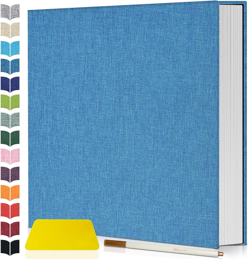 Artfeel Photo Album Self Adhesive Scrapbook,60 Pages Large Photo Book for 4x6,5x7,8x10 Pictures,DIY Album for Baby Wedding Family Travel Birthday,with Metallic Pen and Scraper