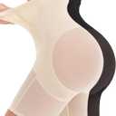 Shapewear for Women Tummy Control, Butt Lifting High Waisted Body Shaper Underwear Shorts Thigh Slimmer Girdles (X-Large, 2pcs-black&skin)