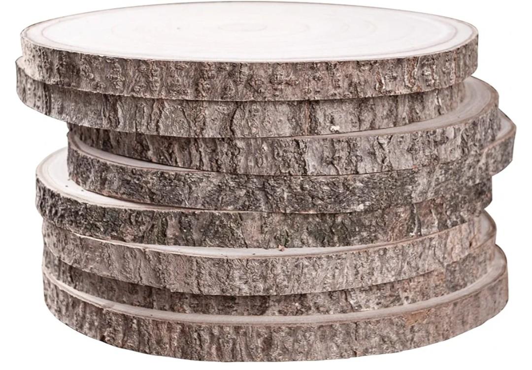 8 Pcs Large Unfinished Wood Slices, 10-11 Inches Wood Slabs for Centerpieces Natural Wooden Circle, DIY Wood Centerpieces for Tables Wedding Party Door Sign Decor