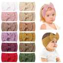 jollybows 12pcs Baby Girls Nylon Headband with Bow Newborn Hairbands Infant Hair Bow Elastics Handmade Hair Accessories for Toddlers Kids (Light Color)