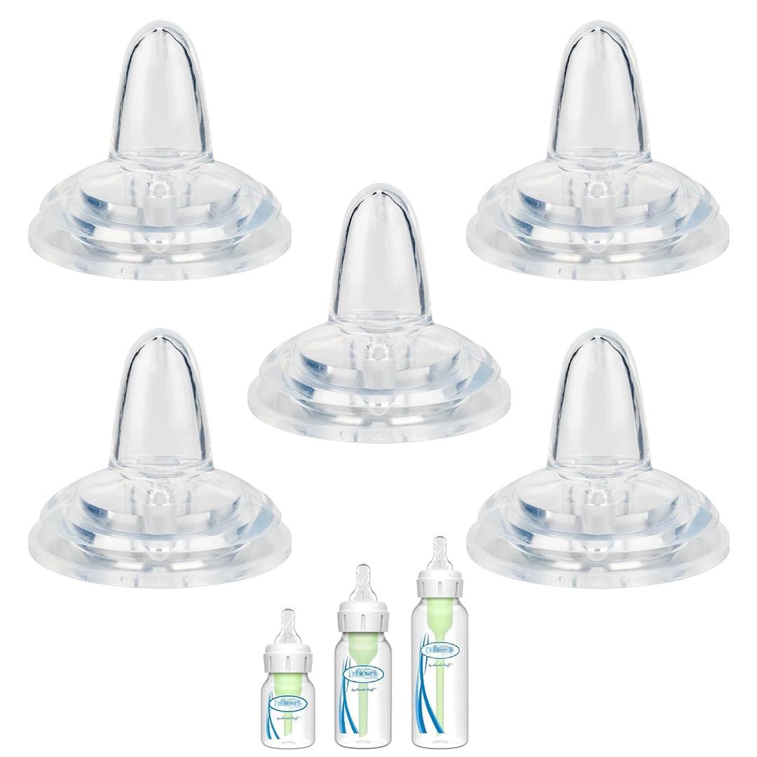 Sippy Nipple for Dr. Brown's Narrow Bottle & Sippy Spout Bottle, Soft 100% Silicone Baby Bottle Straw Nipple, 6m+, 6 Count