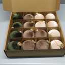 Christmas Tree Ornaments 16 Pcs Velvet Christmas Balls Bulk Flocked Christmas Tree Ball Ornaments for Holiday Wedding Party Christmas Tree Hangings (Brown & Green, 3.15Inch)