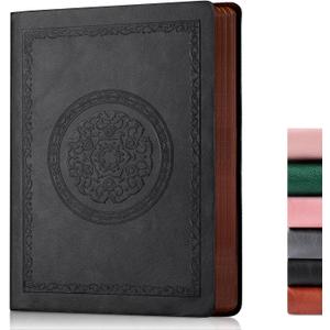 2 x 300 Pages Leather Dotted Journal Notebook,Softcover Leather Dotted Journal Notebook for Women Men,300 Pages Notebook for Travel,Business,Work,Office,School Note Taking,5.7'' X 8.3'',black