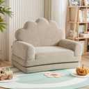 2-in-1 Kids Couch, Toddler Couch Fold Out, Comfy Toddler Chair, Convertible Kids Sofa to Lounger with Pocket and Removable Cover (Grey)