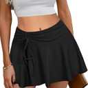 Avidlove Mini Skirt for Women Pleated Drawstring High Waist Skater Skirt Sexy Lingerie Skirts XL (Black)
