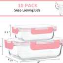 M MCIRCO [10-Pack Meal Prep Containers with Snap Locking Lids, Glass Airtight Lunch, Food Storage Containers, Microwave, Oven, Freezer and Dishwasher Friendly, Pink
