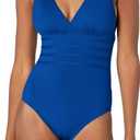 La Blanca womens Island Goddess Multi-strap Cross Back One Piece Swimsuit (Blue, L)