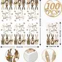 100 Pcs Happy Easter Napkins Bunny Print Paper Guest Napkins Easter Rabbit Decorative Hand Towels Spring Disposable Beverage Dinner Napkin for Bathroom Party Tableware Supplies