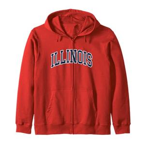 Retro Illinois Tee Vintage Illinois Orange Blue Throwback IL Zip Hoodie Size M