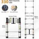 Telescoping Ladder for RV & Attic, 6.5FT Aluminum Extension Ladder with Dual Locking Mechanism, Max Load 330lbs, Compact Foldable Ladder for Roof, Home, Travel Trailer & Multi-Surface Use