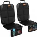 SMART ELF Car Seat Protector, 2-Pack Seat Protector Protect Child Seats with Thickest Padding and Non-Slip Backing Mesh Pockets for Baby and Pet, Sedan SUV Truck (Black)