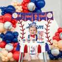 Baseball 1/2 Birthday Decorations Kit - Includes 1/2 Way to First Banner, High Chair Garland, Cake Topper, Soft Crown & Photo Backdrop for 6-Month Rookie Party