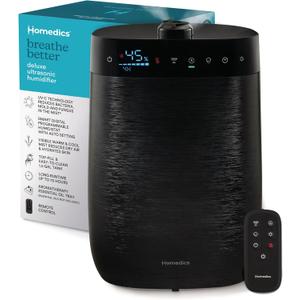 Homedics Deluxe Ultrasonic Humidifier for Large Rooms, Warm or Cool Mist, UV-C Technology, 1.5-Gallon Top Fill Tank, Smart Digital Programmable Humidistat, Home Dry Air Relief, Aromatherapy