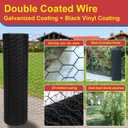 Black 19GA Chicken Wire 48inx150ft, Chicken Wire Fencing, Garden Fence, Metal Poultry Wire Netting, Galvanized PVC Coated Mesh for Animal/Rabbit/Floral/Chicken Coop/DIY Projects.
