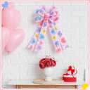 Liliful Valentine's Day Tree Topper Bows Pink Candy Heart Wreath Bow Decoration Gift Conversation Heart Topper Bows for Front Door Holiday Wreath Wedding Party Wall Home Outdoor Decor