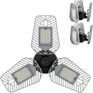 LZHOME 2-Pack Deformable LED Garage Ceiling Lights, 9000 Lumens, 82W CRI 80, Adjustable Shop Lighting (No Motion Activated)