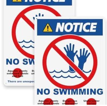 TQYC No swimming sign, NOTICE sign, 3525cm, rust-proof aluminum, two pieces, Set of 6