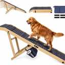 Extra Large Dog Ramp 63‘’L for High Bed, Couch & SUV – 200 Lb Heavy Duty Solid Wood Pet Ramp, 6 Adjustable Height – Portable Stable Non-Slip Steps for Medium to XL Dogs