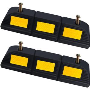 Parking Stopper for Garage Parking Aid 2 Pack Block, Car Truck Curb Floor Parking Lot Wheel Tire Stops Bumpers with Bolt Installation, Rubber Vehicles Aid Gadgets