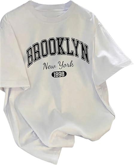 SOLY HUX Girl's Letter Print Graphic Tees Short Sleeve Crew Neck T Shirts Casual Summer Tops, Size 12Y